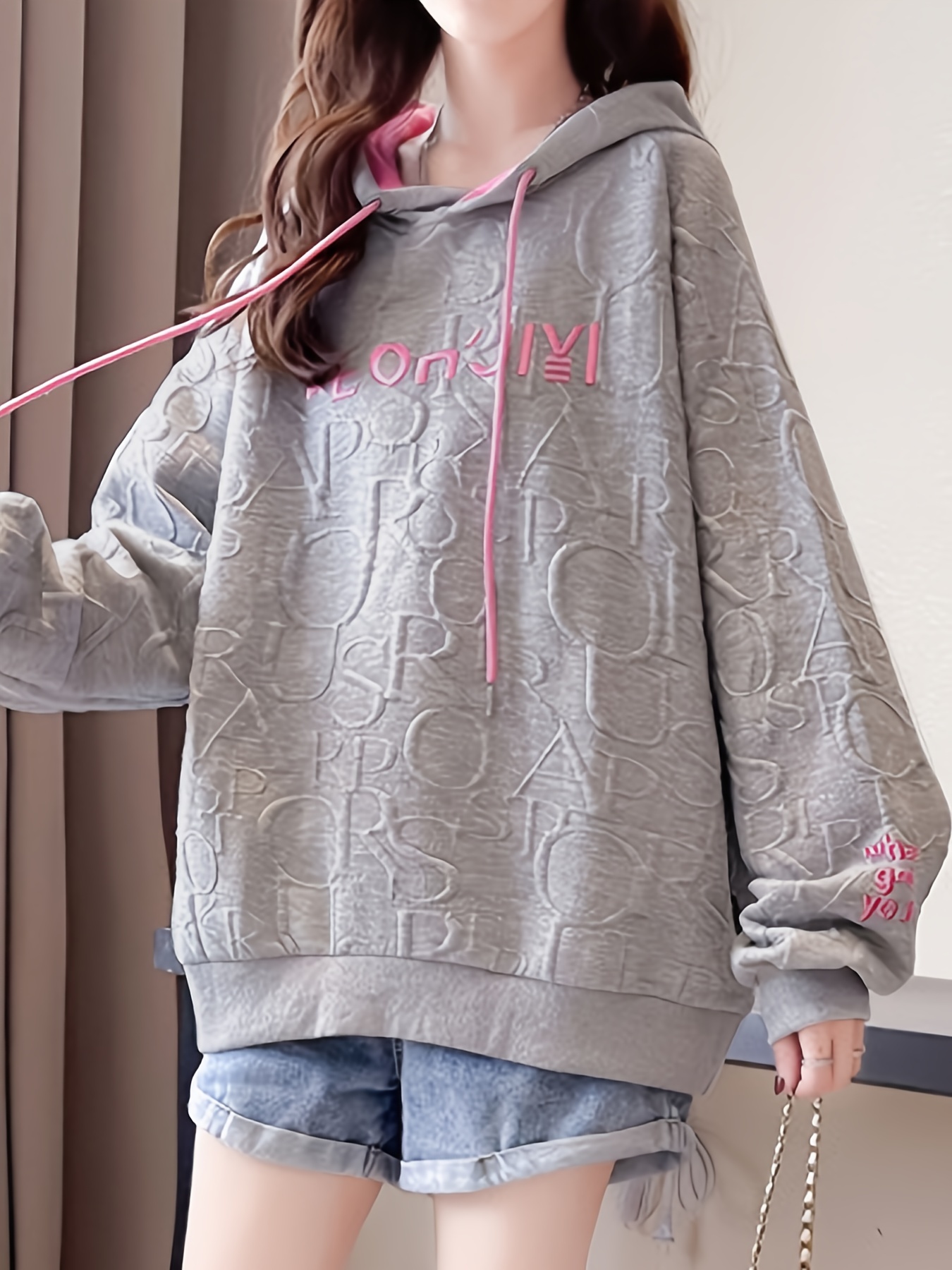 letter print embroidered drawstring thermal hoodie casual printed long sleeve hoodies sweatshirts womens clothing details 10